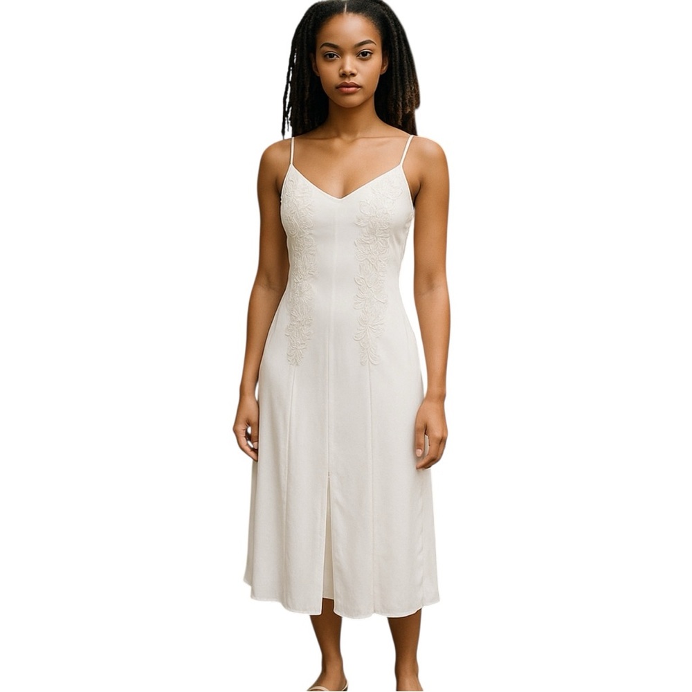 Flora Nikrooz Nightgown Size S Long Chiffon‎ Ivory Floral Lace Dress Balletcore